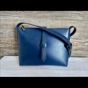 Vintage J Crew Blue Leather Crossbody